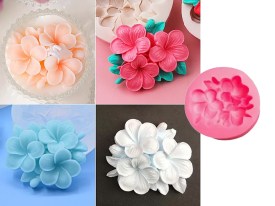 Molde silicona 3 flores de 5 petalos